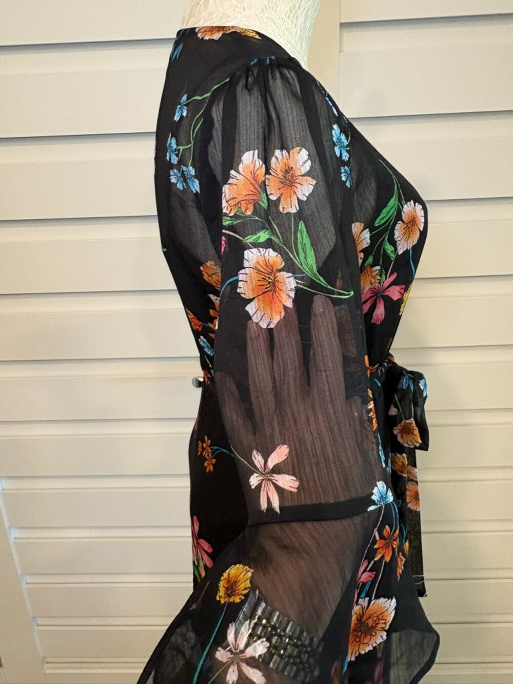 RACHEL Rachel Roy Rosita Floral Sheer Romantic Midi Beth Dutton Date Dress - Picture 8 of 15